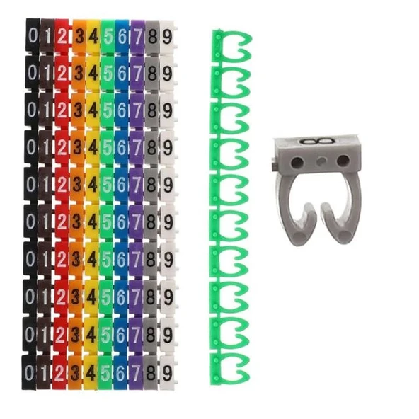 PowerMaster 0-9 Dijital Kodlu Renkli Kablo İşaretleyici 6mm - 1