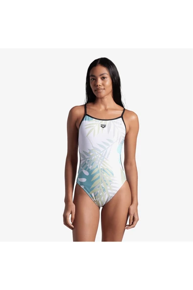 ARENA Light Floral Kadın Beyaz Yüzücü Mayosu