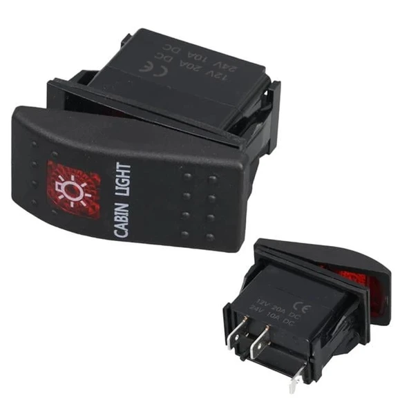 PowerMaster Kabin Sembollü Işıklı 3 Pinli On-Off 12-24V Marin Switch ürün görseli 1
