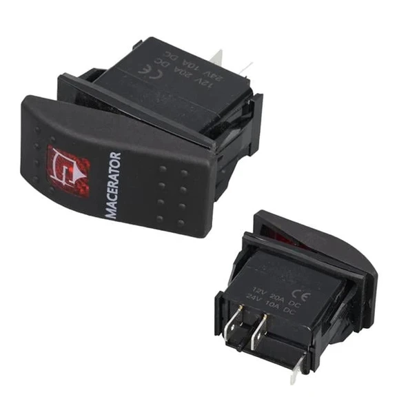 PowerMaster Macaratör Sembollü Işıklı 3 Pinli On-Off 12-24V Marin Switch ürün görseli 1