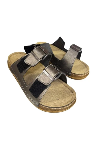 Ciciten C.Verde Çift Bantlı Tokalı Cırtlı Bayan Terlik - Resim 8