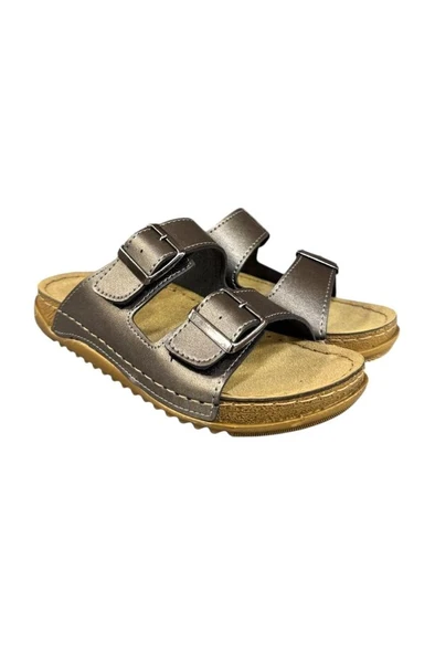 Ciciten C.Verde Çift Bantlı Tokalı Cırtlı Bayan Terlik - Resim 5