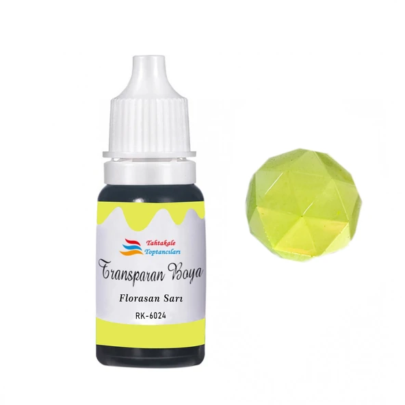 Tahtakale Toptancı Epoksi Reçine Transparan Boya Pigment Şeffaf Epoksi Boyası 20 ML  Floresan Sarı - 6024 - 1