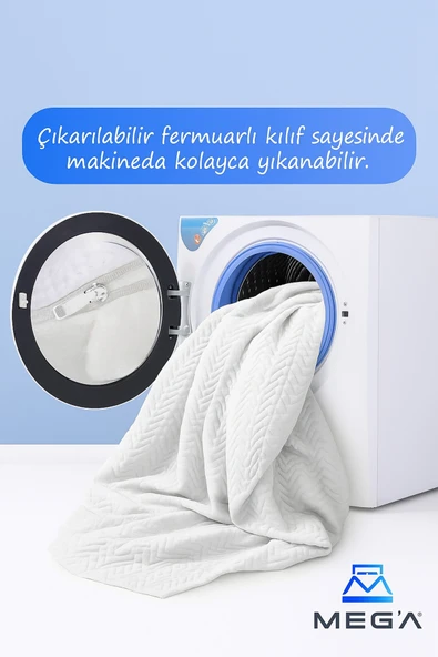 MEG'A Bedding Cover MX1 Gelişmiş Ortopedik %100 Visco Sünger Yıkanabilir Fermuarlı Kılıf Yatak pedi - Resim 4