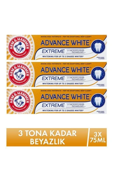Arm & Hammer Advance White 3 Tona Kadar Beyazlatıcı Diş Macunu 75 ml 3 Adet ürün görseli