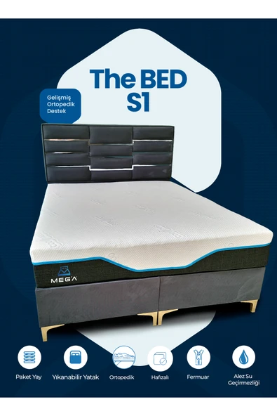 MEG'A Bedding Meg'a The Bed S1 Torba Yaylı Yatak Fermuarlı Yıkanabilir Kılıflı Ortopedik Visco Yatak ürün görseli