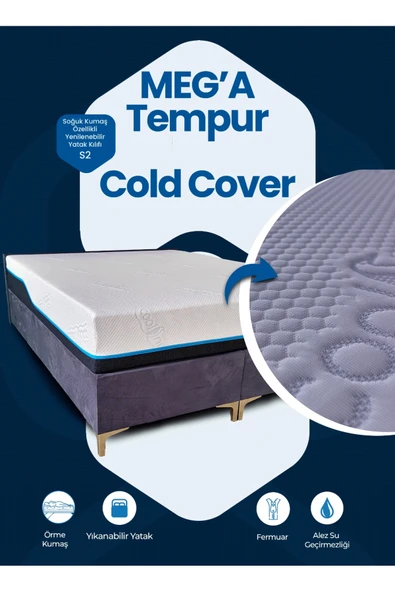 MEG'A Bedding Meg'a Tempur Cold Cover Yatak Pedi&şiltesi Fermuarlı Yıkanabilir Yatak Kılıfı - Resim 2