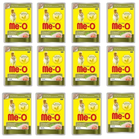Meo Pouch Tavuklu Pirinçli Ve Yengeçli Kedi Konservesi 80 Gr X 12 adet ürün görseli 1