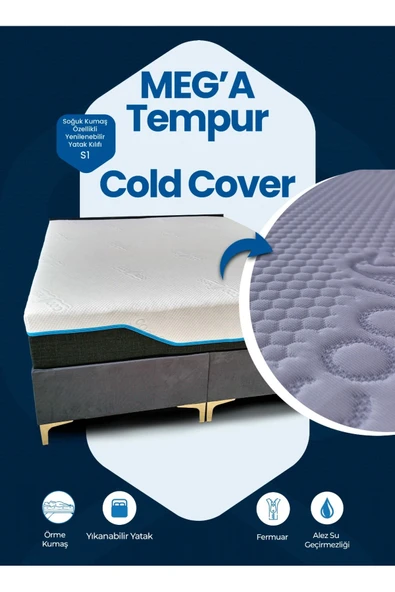 MEG'A Bedding Meg'a Tempur Cold Cover Yatak Pedi&şiltesi Fermuarlı Yıkanabilir Yatak Kılıfı ürün görseli