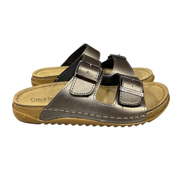 Ciciten C.Verde Çift Bantlı Tokalı Cırtlı Bayan Terlik - Resim 2