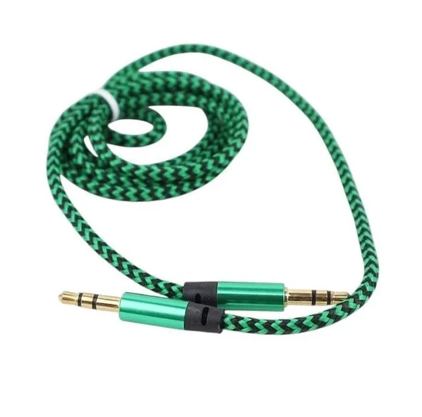 Powermaster PM-2418 Metal Başlıklı Örgülü Erkek - Erkek 1.5 Metre Stereo Aux Kablo - 3
