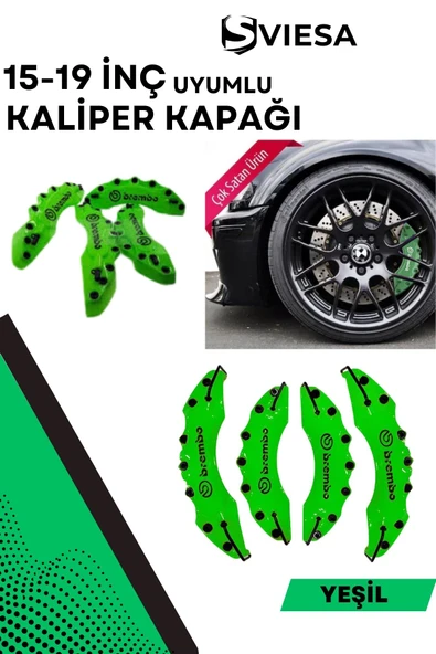 Yeşil Kaliper Kapağı Seti (4'lü) – Yağ Hortumlu Sportif Görünümlü Kapak Takımı - 1