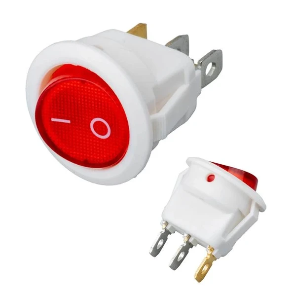 IC-131B Yuvarlak Işıklı Anahtar On-Off 3P Beyaz ürün görseli 1