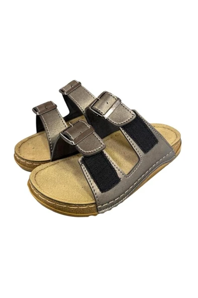 Ciciten C.Verde Çift Bantlı Tokalı Cırtlı Bayan Terlik - Resim 7