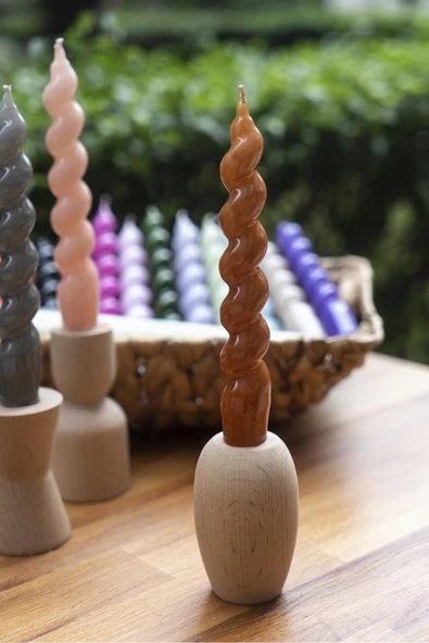 Spiral Taba Şamdan Mum 17 Cm