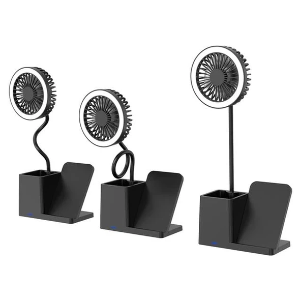 S-link SL-M9055 10 Watt Kablosuz Şarj İstasyonlu Fanlı Kalemlikli Masa Lambası (Siyah) - 3