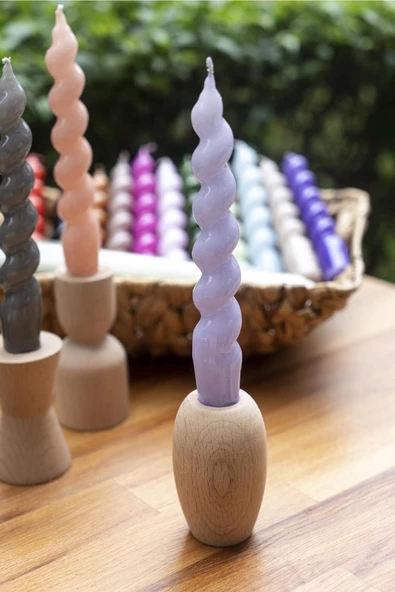 Spiral Lila Şamdan Mum