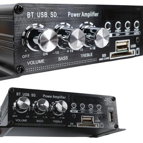 MagicVoice YW-406L 12 Volt 100 Watt Motosiklet Bluetooth Amfi USB/SD 2 Kanal Pazarcı - Anfi (154X80X42Mm) - 4