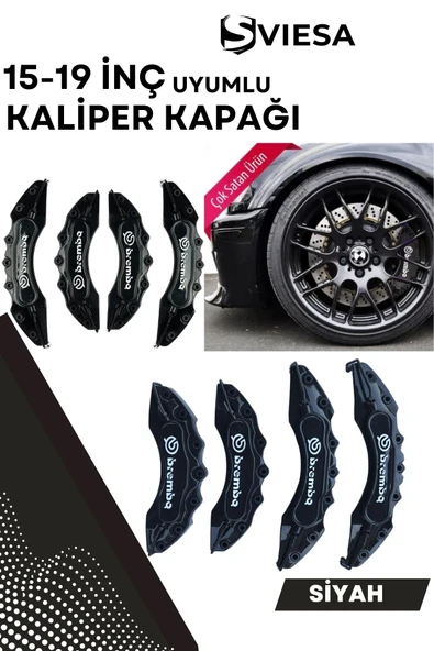 Siyah Kaliper Kapağı Seti (4'lü) – Yağ Hortumlu Sportif Görünümlü Kapak Takımı - 1