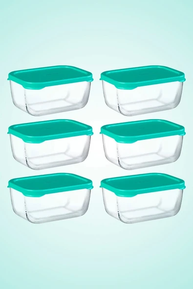 Paşabahçe 53733 snowbox 6 lı cam saklama kabı 420 cc a.yeşil ürün görseli 1