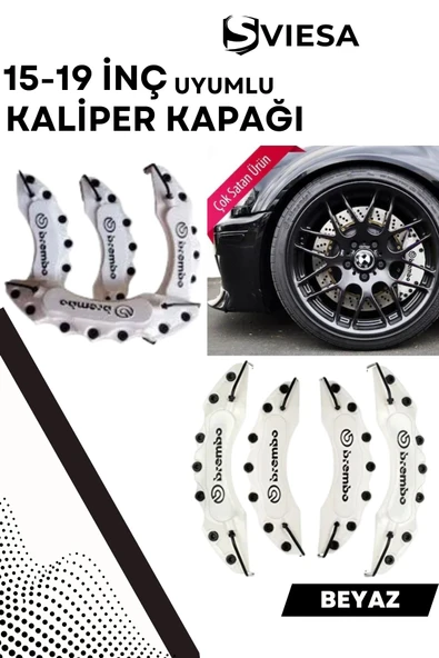 Beyaz Kaliper Kapağı Seti (4'lü) – Yağ Hortumlu Sportif Görünümlü Kapak Takımı - 1