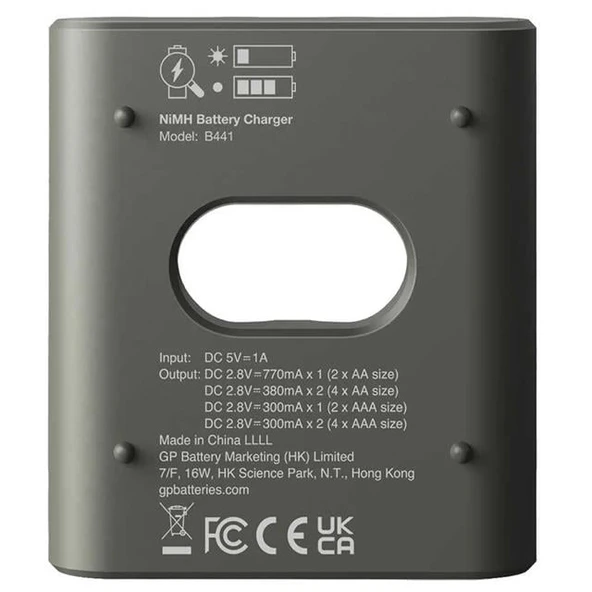 GP Recyko B441 Usb 4’lü AA - AAA Pil Şarj Cihazı (GPACSB44103 GPB441R21-2GTLB1) - 4