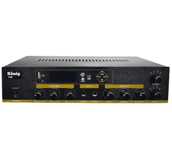 König K-90 2 Zonlu 100 Watt Usb-Bluetooth-2 Bölgeli 2 Mik. Giriş Trafolu Anfi ürün görseli