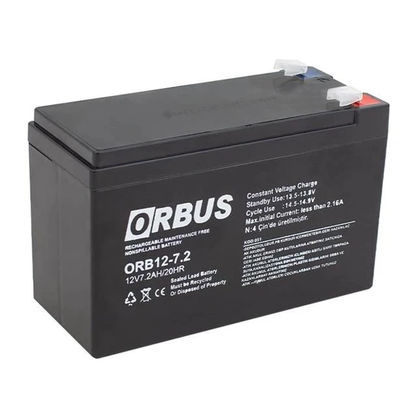 Orbus ORB12-7.2 12 Volt 7.2 Amper Akü (150x65x90 Mm)