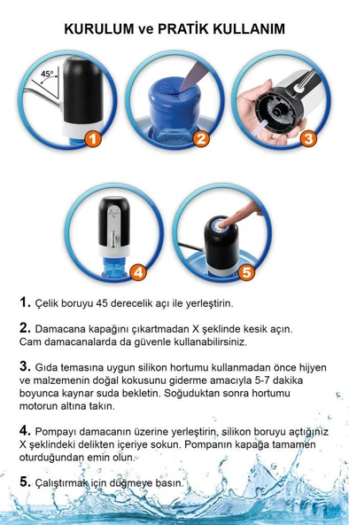 Vayomy Şarjlı Otomatik Damacana Su Pompası Tek Motorlu (Bpa Içermez ,ce Belgelidir) - Resim 2