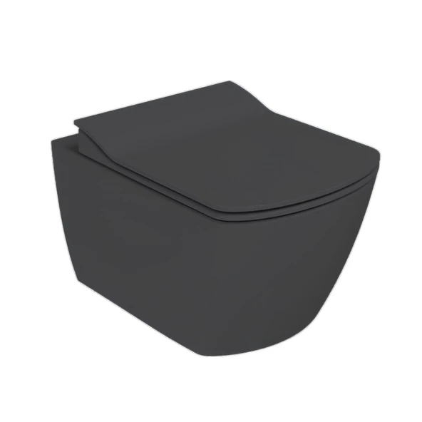 Creavit Elegant Mat Antrasit Kanalsız Asma Klozet EG321, Creavit Elegant Duroplast Yavaş Kapak - 2