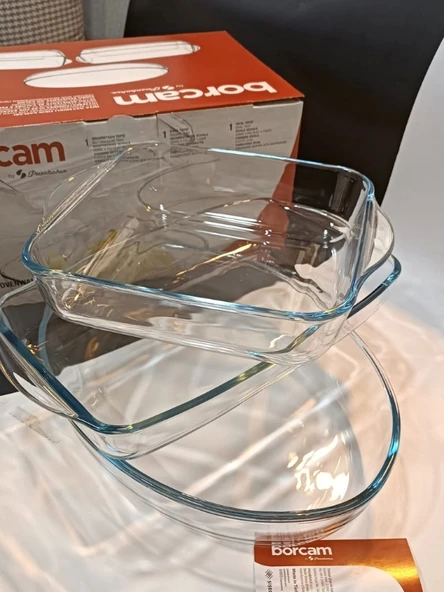 Borcam Kutulu Fırın Tepsisi 3 Lü Set 159160 ( 59074+59006+59034) (+300 / -40) - 1