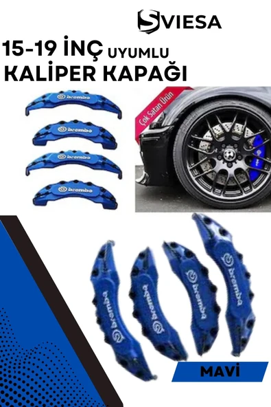 Mavi Kaliper Kapağı Seti (4'lü) – Yağ Hortumlu Sportif Görünümlü Kapak Takımı - 1