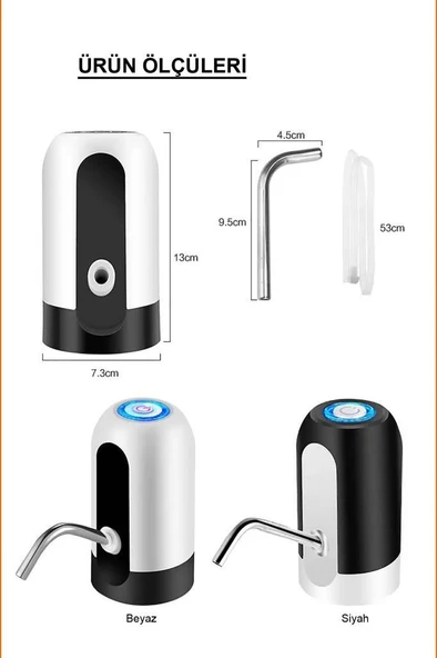 Vayomy Şarjlı Otomatik Damacana Su Pompası Tek Motorlu (Bpa Içermez ,ce Belgelidir) - Resim 4