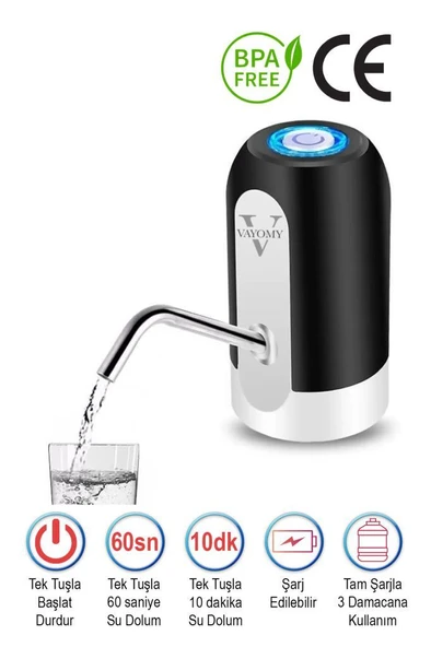 Vayomy Şarjlı Otomatik Damacana Su Pompası Tek Motorlu (Bpa Içermez ,ce Belgelidir) ürün görseli