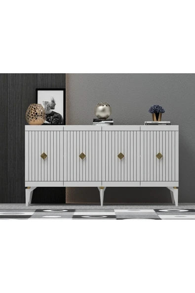 cantek dizayn 150 cm Midas Konsol Beyaz-Altın