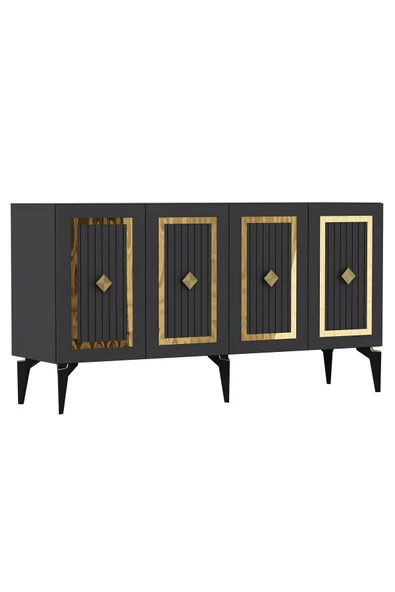 cantek dizayn 150 Cm Nora Konsol Antrasit-altın - Resim 6