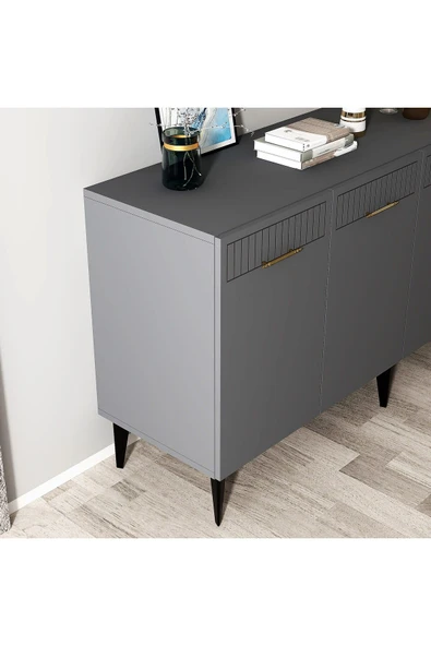 cantek dizayn ALLVİN LAZER DESENLİ KONSOL ANTRASİT - Resim 5