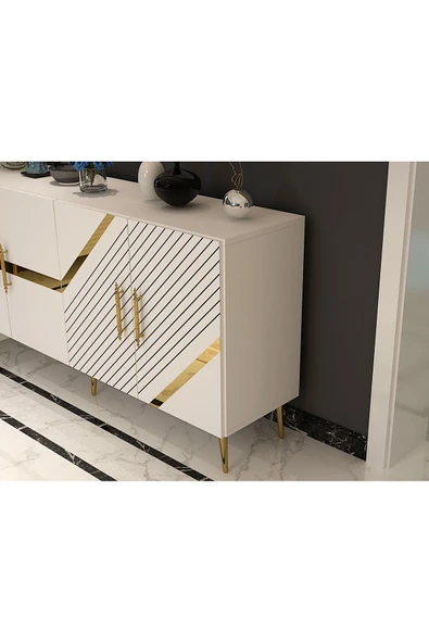 cantek dizayn FUGACT (KB150) KONSOL BEYAZ-ALTIN - 3