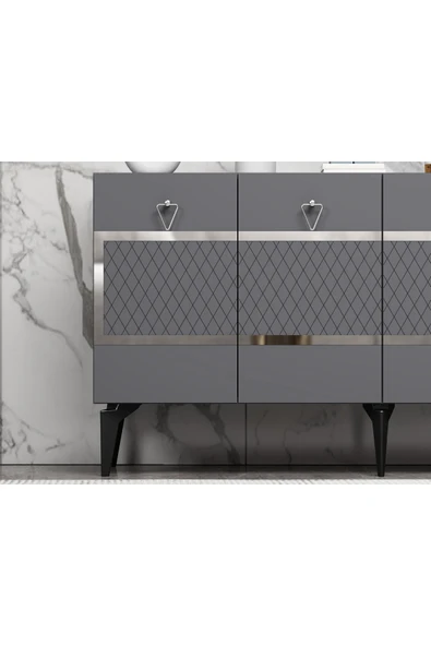 cantek dizayn İPEKCT 150 CM KONSOL ANTRASİT-GÜMÜŞ - Resim 3