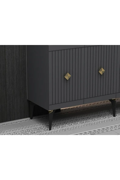 cantek dizayn 150 cm Midas  Konsol Antrasit-Altın - Resim 3