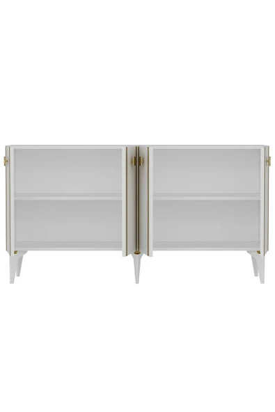 cantek dizayn DORRUK LAZER DESENLİ KONSOL BEYAZ-ALTIN - Resim 4