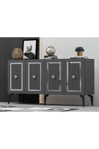 cantek dizayn 150 Cm Nora Konsol Antrasit-gümüş - Resim 2