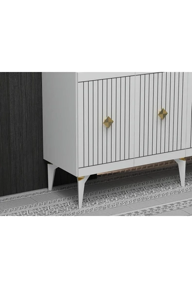 cantek dizayn 150 cm Midas Konsol Beyaz-Altın - 3