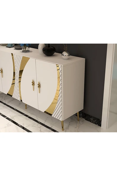 cantek dizayn HOOKCT (KB150) KONSOL BEYAZ-ALTIN - Resim 3