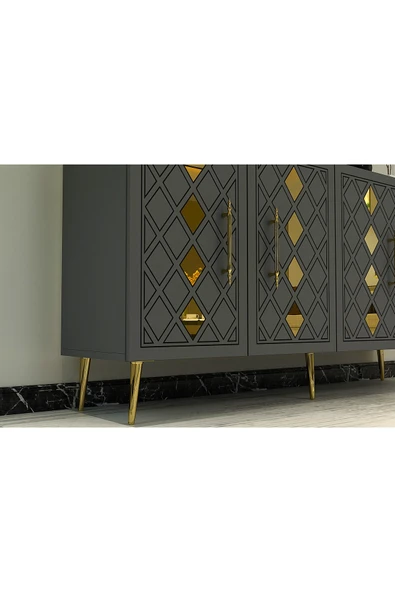 cantek dizayn DOMECT (KB150) KONSOL ANTRASİT-ALTIN - Resim 8