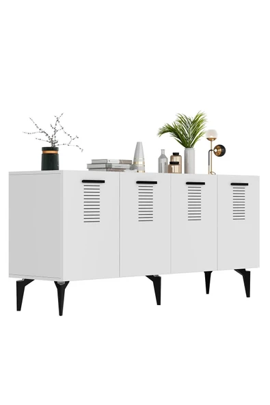 cantek dizayn ASSİMO 4 KAPAKLI KONSOL BEYAZ-BEYAZ - Resim 8