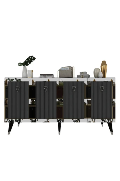 cantek dizayn Lazer Desenli Bare Konsol Antrasit-gümüş - Resim 5