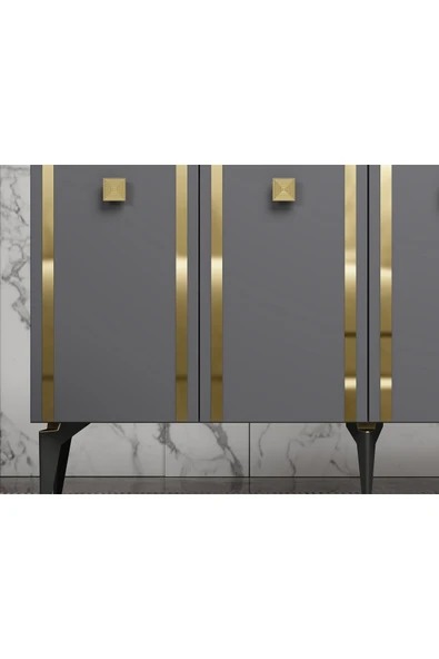 cantek dizayn DORRUK LAZER DESENLİ KONSOL ANTRASİT-ALTIN - 8