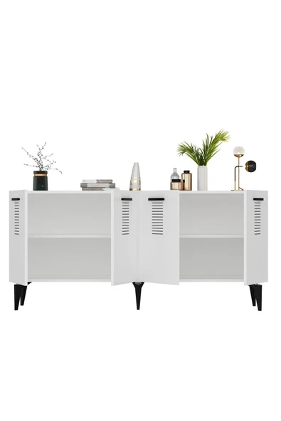 cantek dizayn ASSİMO 4 KAPAKLI KONSOL BEYAZ-BEYAZ - Resim 6