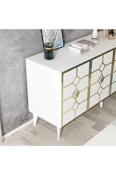 cantek dizayn ÇAĞLA KONSOL BEYAZ-ALTIN - 5